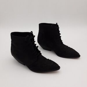 Amanda SMITH Black Ankle Suede  Boots WESTEN WOMEN 7M Festival Rodeo Y2k Retro
